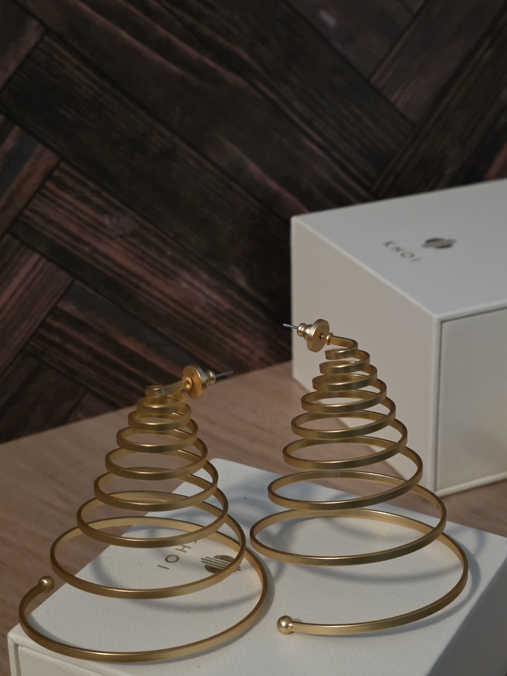 Gold Spiral Cone Hoop Earrings -